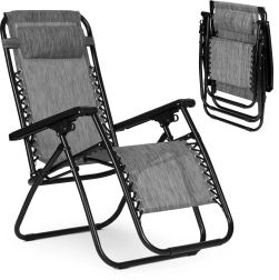 Fauteuil de jardin réglable avec système zéro gravité, gris – MODERNHOME