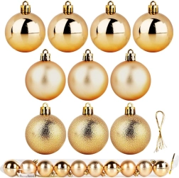 Boules de Noël dorées incassables 5 cm, lot de 10 pièces