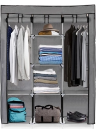 Armoire penderie textile pliable XXL avec tiroirs