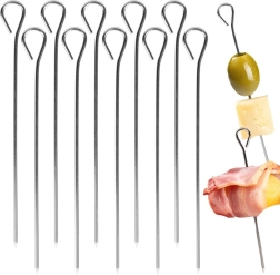 Brochettes de cuisine en acier inoxydable avec œillet 10 cm, 10 pcs