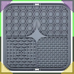Tapis à lécher en silicone pour chiens et chats, antistress, ralentisseur, gris 20 × 20 cm