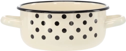 Casserole émaillée avec deux poignées 1,5 l, 16 cm, blanche à pois