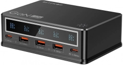 Chargeur de bureau BlitzWolf 110 W avec PD, 3× USB‑A et 2× USB‑C, noir