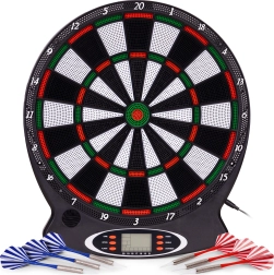 Cible électronique pour fléchettes avec LCD, 38 cm, 18 jeux, set avec 6 fléchettes