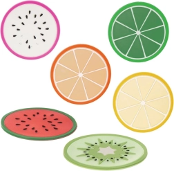 Lot de sous-verres en silicone fruits 8,5 cm, 6 pièces