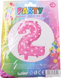 Ballon gonflable chiffre 1 avec petits cœurs – Rose