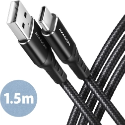 Câble USB-C - USB-A Axagon 1,5m, aluminium, tressé nylon