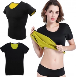 T-shirt de fitness en néoprène pour femme à manches courtes – XL