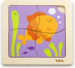 Puzzle en bois VIGA avec poisson 4 pièces
