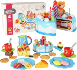 Gâteau d’anniversaire à découper avec scratch, ensemble de 80 pièces – bleu