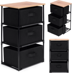 Étagère de rangement textile à trois niveaux, couleur noire, ModernHome