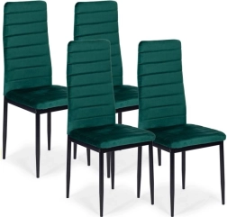 Chaises de salle à manger avec revêtement en velours vert - lot de 4 pièces