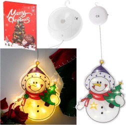 Décoration LED suspendue pour fenêtre avec ventouse – Saint-Nicolas avec cadeaux – Bonhomme de neige