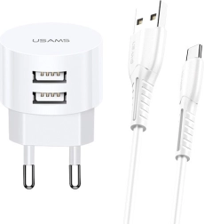 Chargeur USAMS T20 avec câble USB‑C 2xUSB 2,1 A