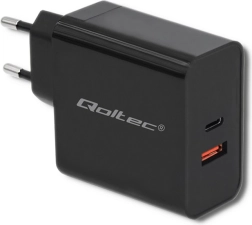 Chargeur Qoltec 63W avec USB-C PD et USB QC 3.0 noir