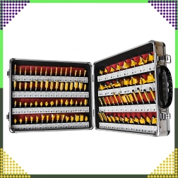 Set de fraises profilées pour bois 100 pcs, queue 1/4" (6,35 mm) dans une mallette en aluminium
