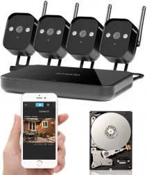 Zmodo système de caméras Wi‑Fi 720p avec mini NVR et disque 1 To (4 caméras)