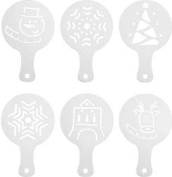 Pochoirs de Noël pour café et desserts, lot de 6 pièces