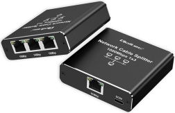 Répartiteur Ethernet mini switch 1x3 RJ45 1000 Mb/s USB-C en aluminium
