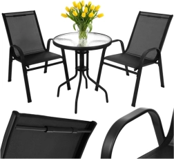 Ensemble bistro de balcon GARDLOV – table et 2 chaises, noir