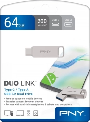 Clé USB 64 Go PNY Duo Link USB‑C/USB‑A 3.2