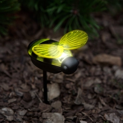 Lampe solaire à planter en forme d’abeille avec LED blanche