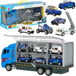 Camion de transport avec petites voitures de police