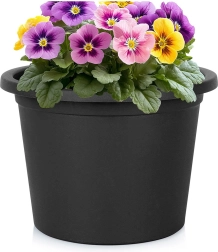 Pot de fleurs de jardin en plastique noir rond 27,5 cm