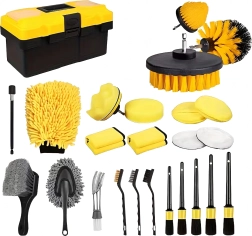 Kit de detailing pour nettoyage auto XXL 27 en 1 avec armoire de rangement