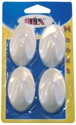 Crochets ovales autocollants grands, blancs (4 pièces)