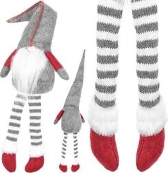 Lutin assis décoration textile 50 cm – Gris