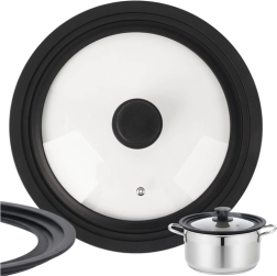 Couvercle en verre universel 3 en 1 RUHHY 24/26/28 cm avec bord en silicone