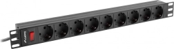 multiprise d’alimentation Rack PDU 19 pouces 1U 16A 9xSchuko 3 m noir