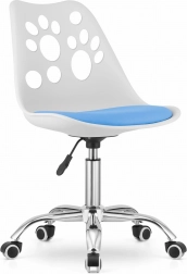 Chaise de bureau moderne blanche et bleue avec base chromée