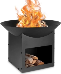 Brasero de jardin en métal 56 cm avec espace de rangement pour le bois Ambiance