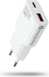 chargeur secteur everActive gaN super slim 30 w avec usb-a et usb-c