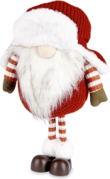 Figurine de lutin de Noël 39 cm – décoration textile avec bonnet tricoté et barbe