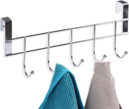Porte-serviettes de porte suspendu ORION, chrome, 5 crochets