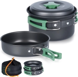 Set touristique en aluminium, batterie de cuisine 2 pièces 500/900 ml