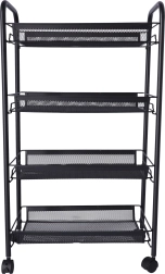 Étagère de salle de bain et de cuisine avec quatre étagères spacieuses - noir