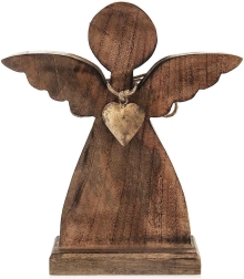Figurine d’ange en bois de manguier 27 × 30 cm
