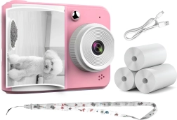 Appareil photo instantané pour enfants RENEW FORCE avec 3 rouleaux de papier, rose