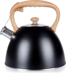 Bouilloire de cuisinière en inox avec sifflet 3 l, noire Vilde