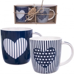 Mugs en porcelaine motif cœur 390 ml, lot de 2
