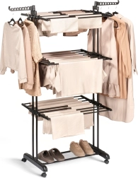 Étendoir à linge vertical en métal sur roulettes 125 × 170 cm – VILDE