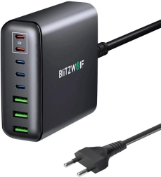 Chargeur mural BLITZWOLF BW-S26 250 W, GaN à 8 ports, noir