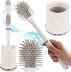 Brosse WC en silicone avec support mural RUHHY, blanche