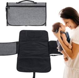 Tapis à langer de voyage avec sac pliable – gris