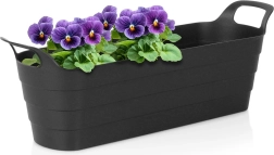 Jardinière plastique allongée avec poignées 44,5 cm noire