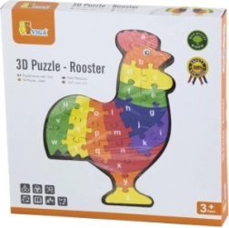 Puzzle 3D en bois Coq avec alphabet